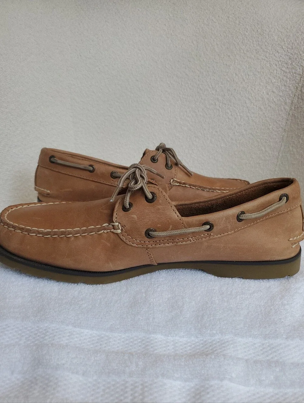 Sperry Men's Brown Tan Leather Topsider with Original 2-eye Boat Shoes Size 11.5